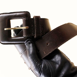 Cipriani Brown Leather Belt with Silver Buckle Cipriani Belt Large Brown English Saddle Leather Women main image 4