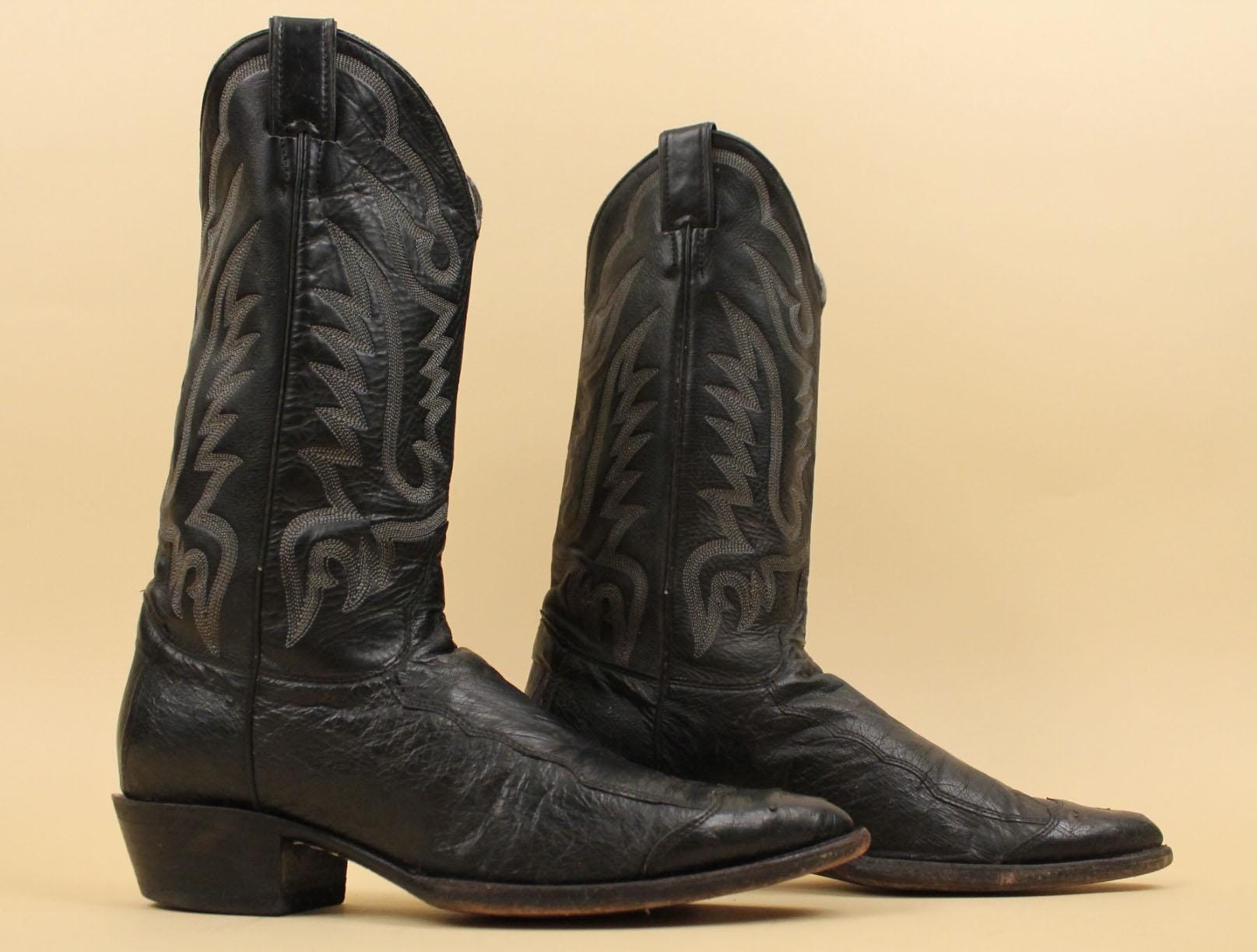 Vintage cuir noir Ropers Western Boots Style 3702 de Justin - Cowboy Boots taille 7D - France Vintage cuir noir Ropers Western Boots Style 3702 de Justin - Cowboy Boots taille 7D - France
