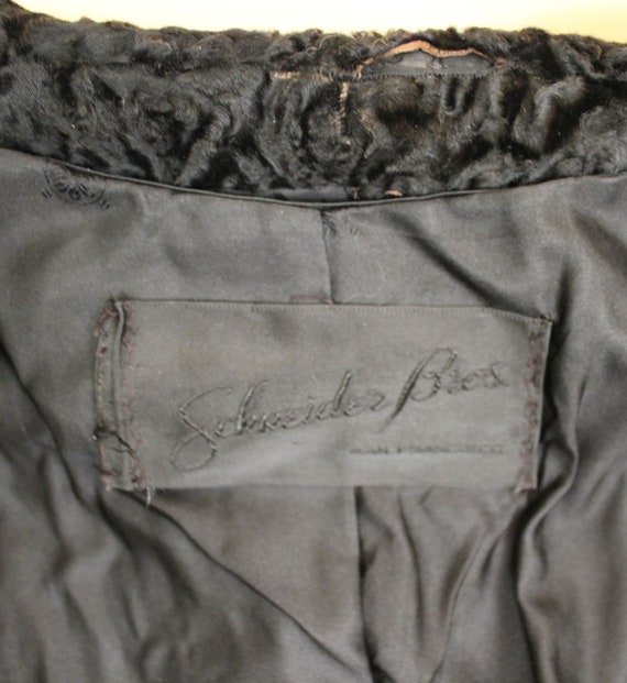 30s 40s Vtg Black Persian Curly Lamb Fur Jacket S… - image 4