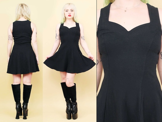 80s Vtg Black Sweethear Bust Stretch Cotton Micro… - image 1