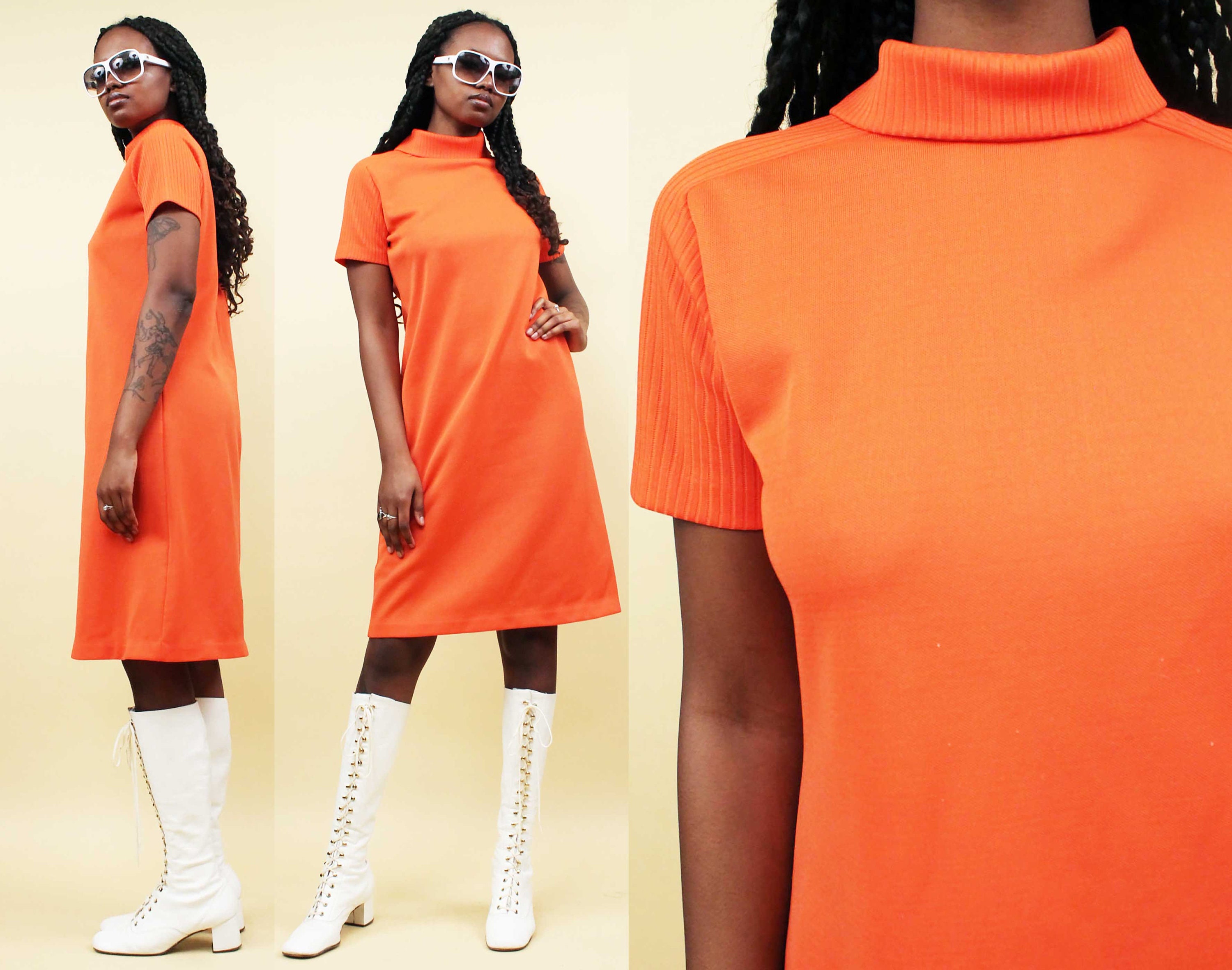 Orange turtle shop neck dress