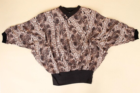 80s Vtg Snake Print Python Rayon 2pc Matching Set… - image 15