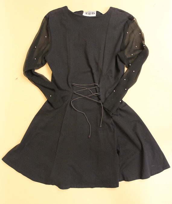 white christmas dresses Corset Fit And Flare Halter Neck Skater Mini Dress - Black main image 1