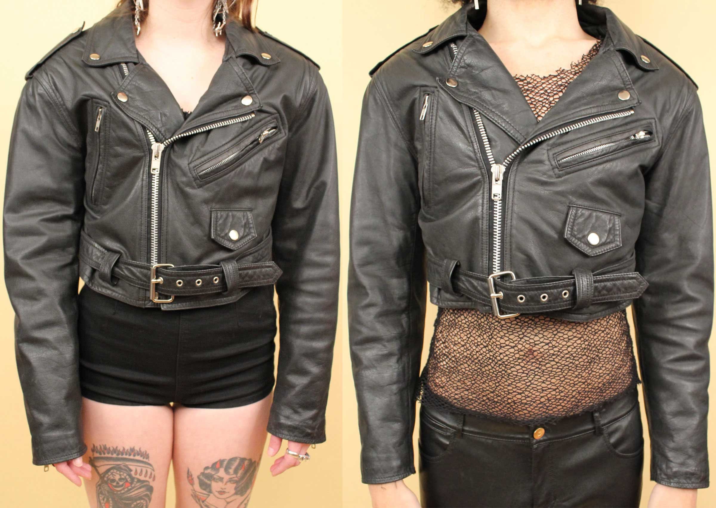 80s Vtg Contempo Casuals Black Leather Cropped Motorcycle Biker Jacket  Classic Zip up Collared Punk Metal Goth Women's Tag Medium - Etsy