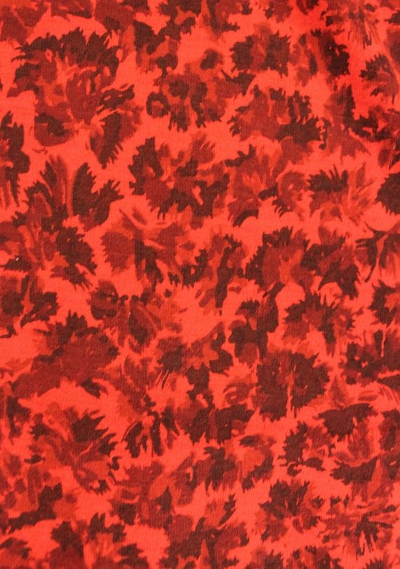 40s 50s Vtg Red & Brown Novelty Print Dress Colla… - image 10