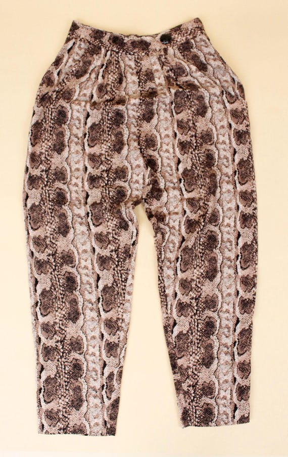 80s Vtg Snake Print Python Rayon 2pc Matching Set… - image 10