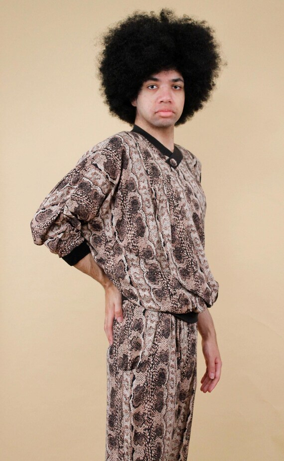 80s Vtg Snake Print Python Rayon 2pc Matching Set… - image 8
