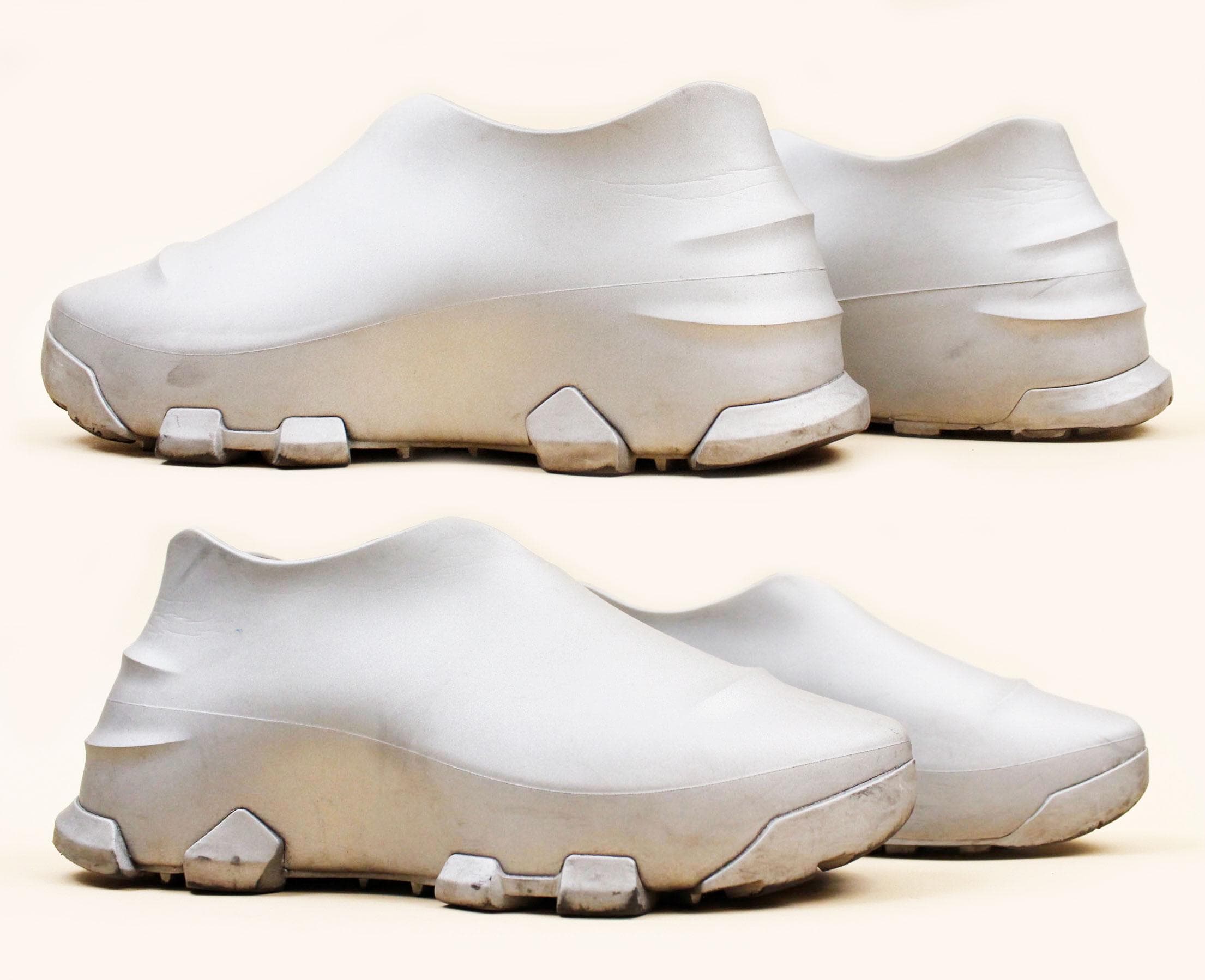 Vtg Givenchy Monumental Mallow Sneaker Shoe Clog Futuristic Silver