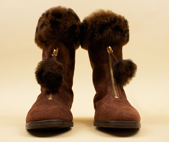 70s Vtg Bottega Veneta Nubuck Suede & Shearling S… - image 3