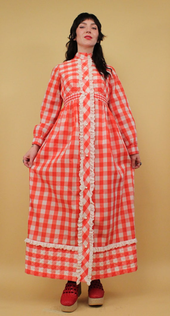 60s 70s Vtg Joseph Magnin Mr Jac Gingham Plaid Fl… - image 3