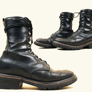 70s 80s Vtg Red Wing Boots Black Lace up Ankle Logger Work Combat Punk Metal Men s US 8 EU 42 Women s 10 Etsy