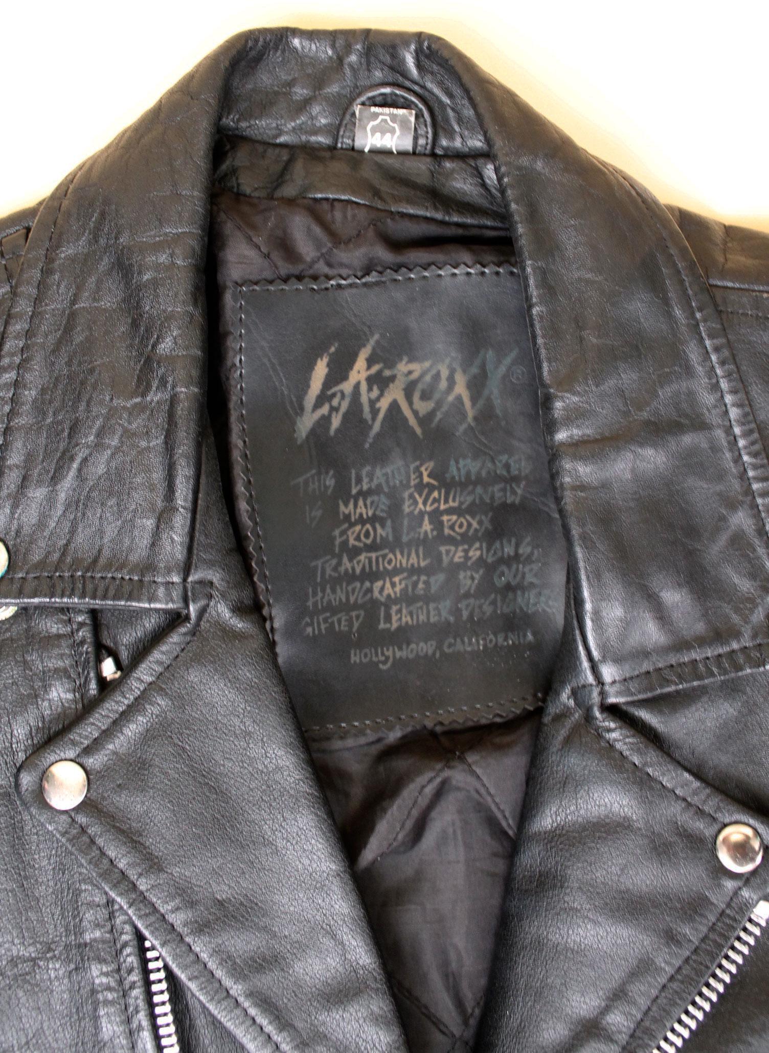80s 90s Vtg LA ROXX Black Leather Motorcycle Jacket Biker Moto
