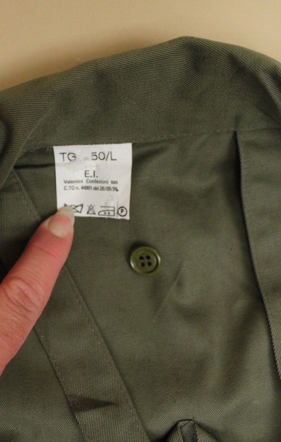 80s Vtg Italian Army Green Cotton Chore Coat Long… - image 8