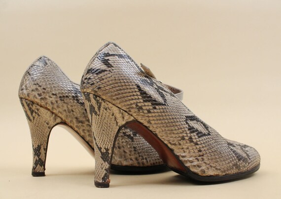 40s 50s Vtg Custom Made Python Snakeskin High Hee… - image 9