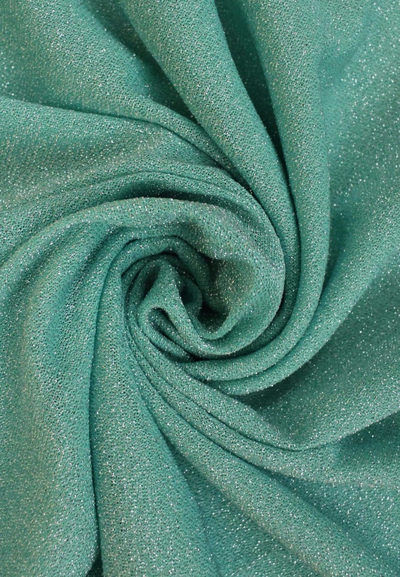 60s Vtg Sea Foam Blue Lurex Metallic Long Sleeve … - image 10