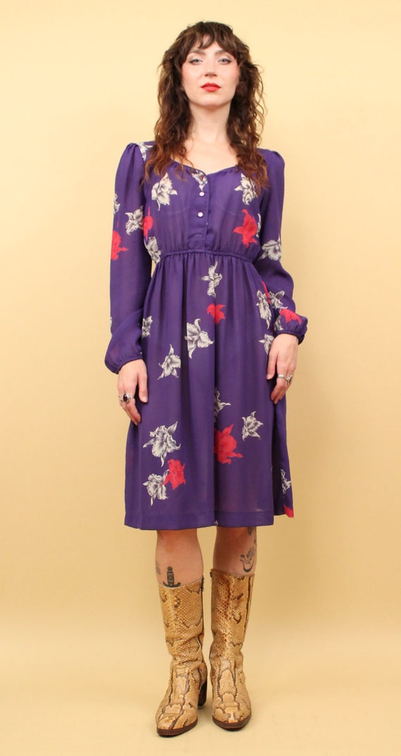 70's Sheer Purple Patterned Cotton Festival Skirt by Low Profile main image 0
