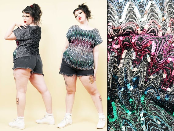rainbow sequin top plus size