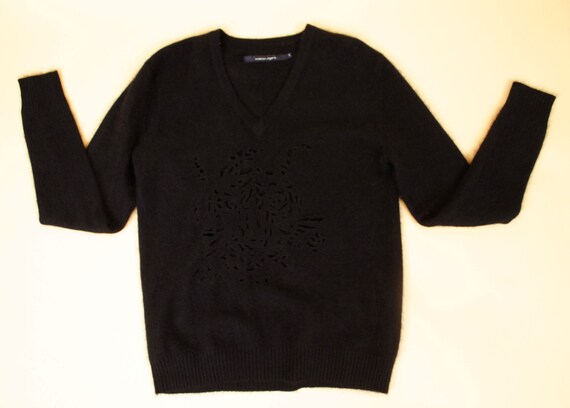 90s Y2K Vtg Emanuel Ungaro Black Lambswool Angora… - image 7