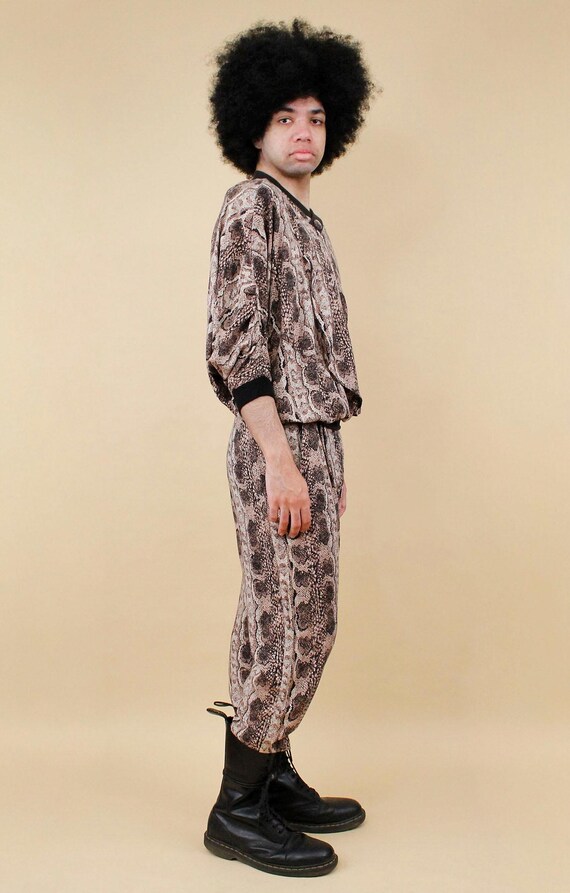 80s Vtg Snake Print Python Rayon 2pc Matching Set… - image 7