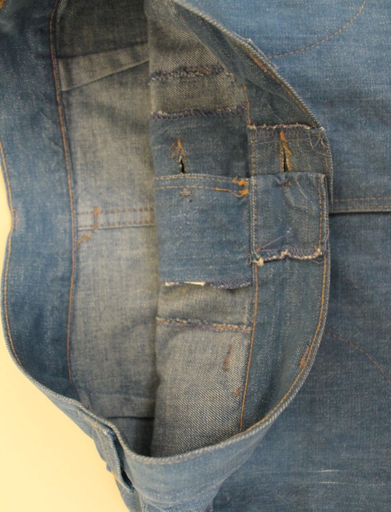 70s Vtg Light Wash Cotton Denim Blue Jean Mini Sk… - image 10