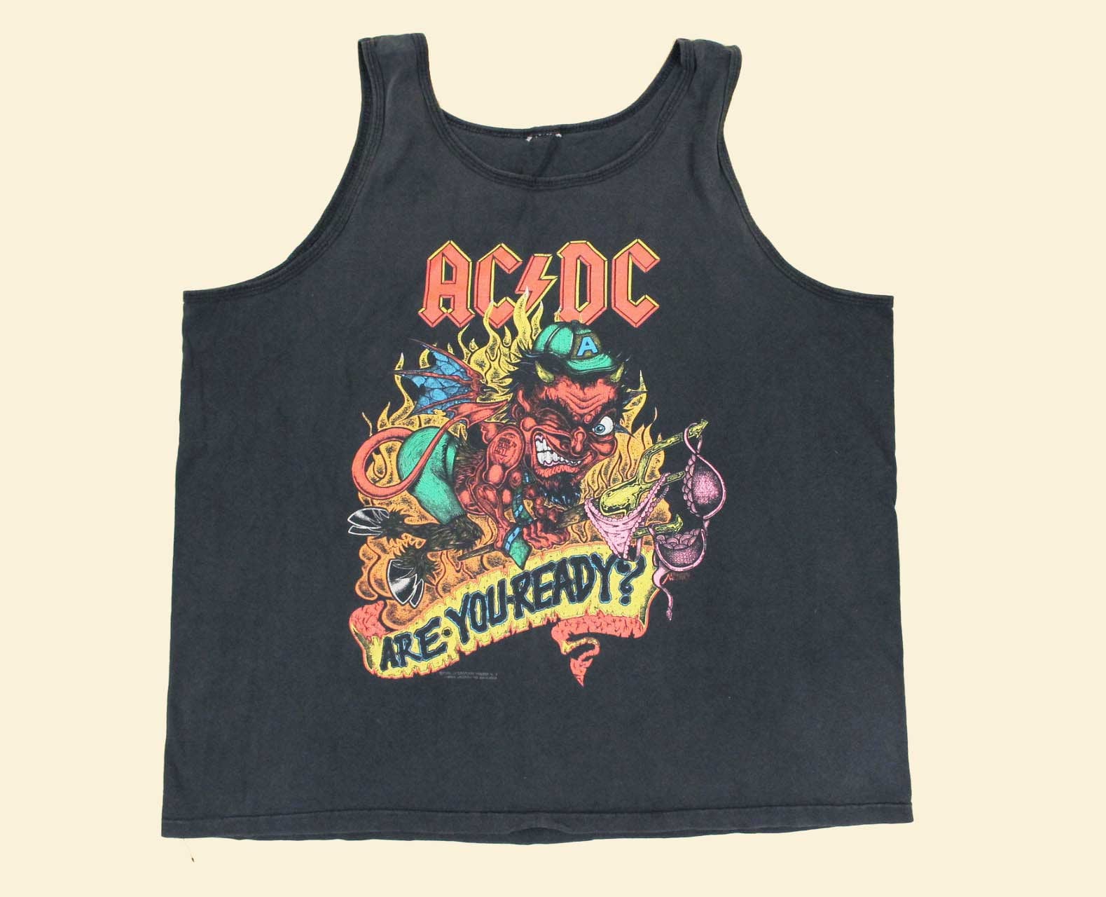 1990 Dated Vtg AC DC Are You Ready Graphic Novelty Print Tshirt