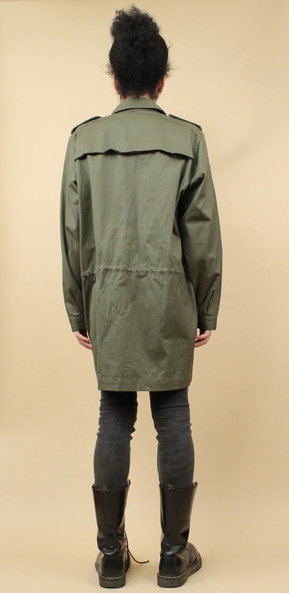 80s Vtg Italian Army Green Cotton Chore Coat Long… - image 4