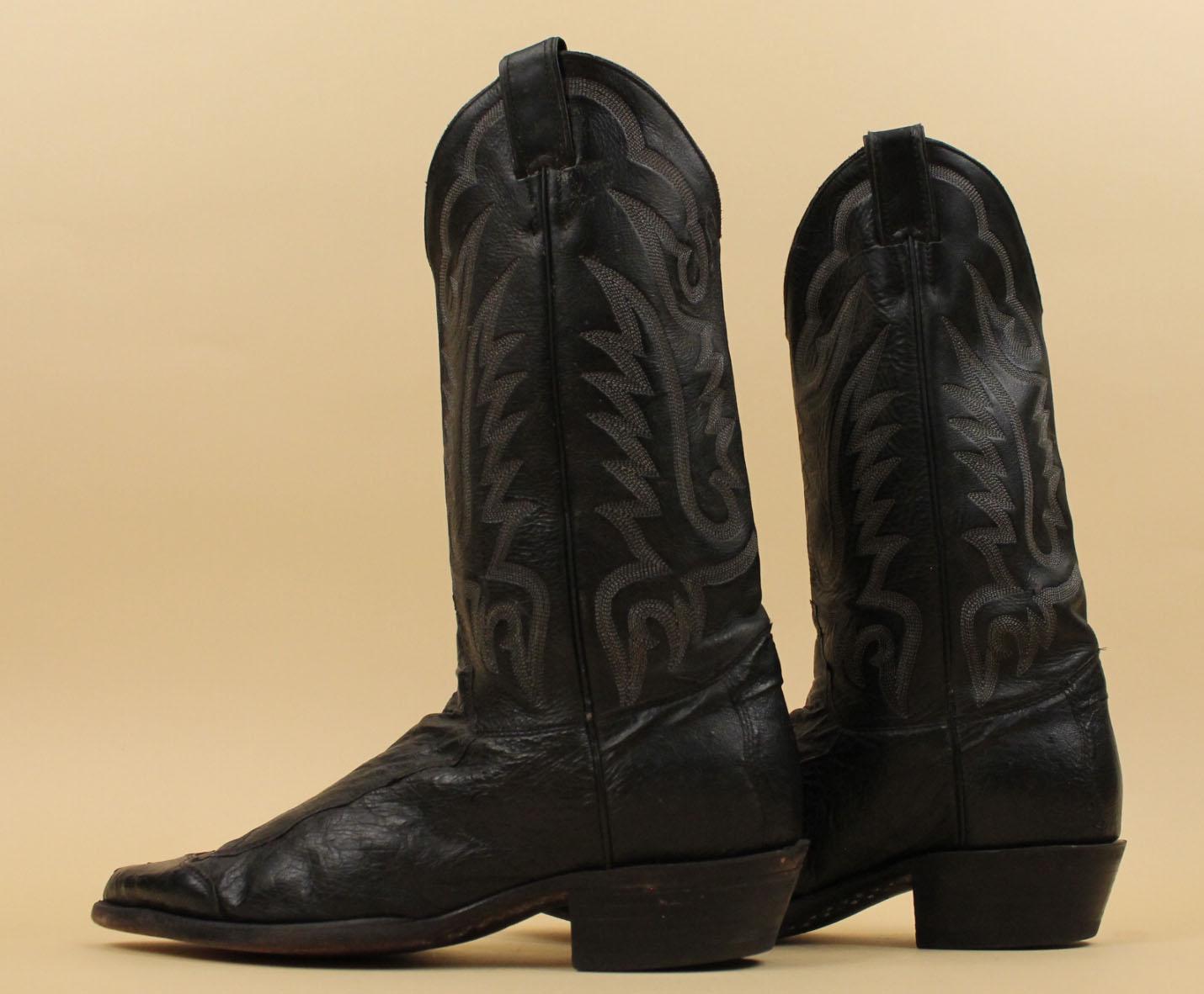 Vintage Justin Men\'s 10.5 C Narrow Black Leather Western Cowboy Boots M8049 USA Vintage Mens 9 B Justin #7035 Black Leather Cowboy Western  main image 2