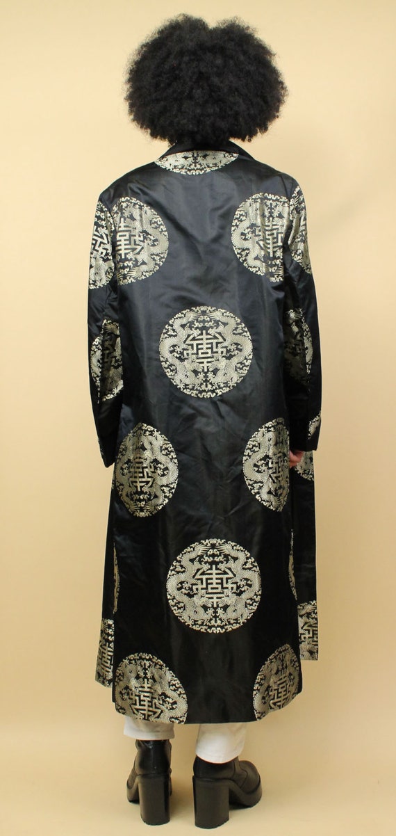 50s 60s Vtg Black 100% Silk Chinese Gold Embroide… - image 10