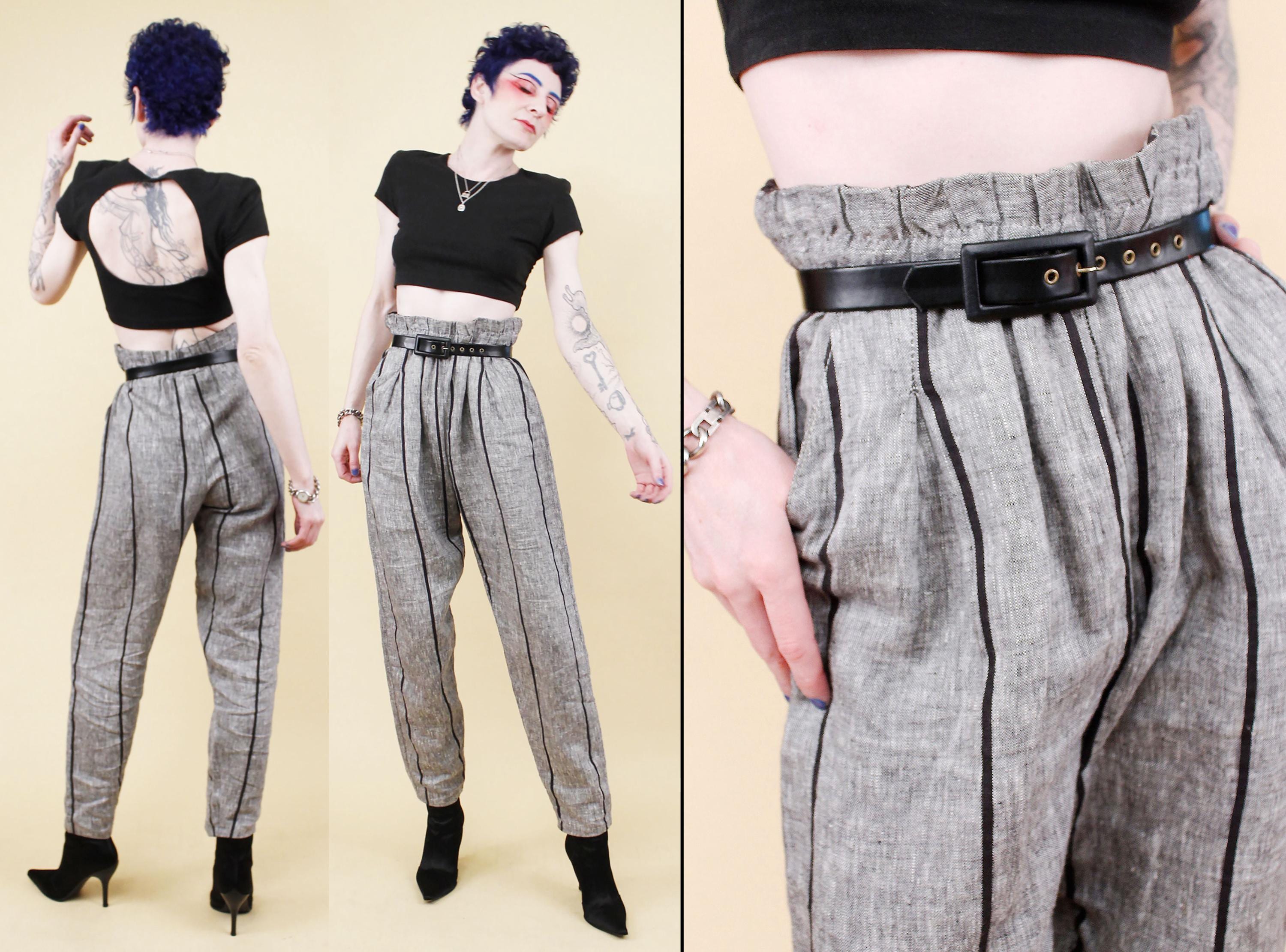【80s】 VINTAGE BLACK STRIPE TROUSERS 1980s Striped Pants - Etsy