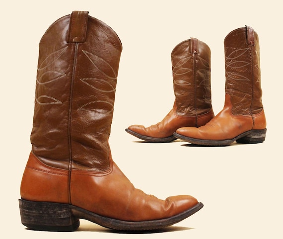 NOCONA ウエスタンブーツ ノコナ　USA製70s 80s 90s 70s Vtg Nocona Texas Brown Leather 2 Tone Cowboy Boot Western