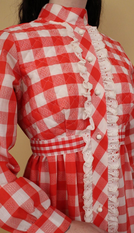 60s 70s Vtg Joseph Magnin Mr Jac Gingham Plaid Fl… - image 9