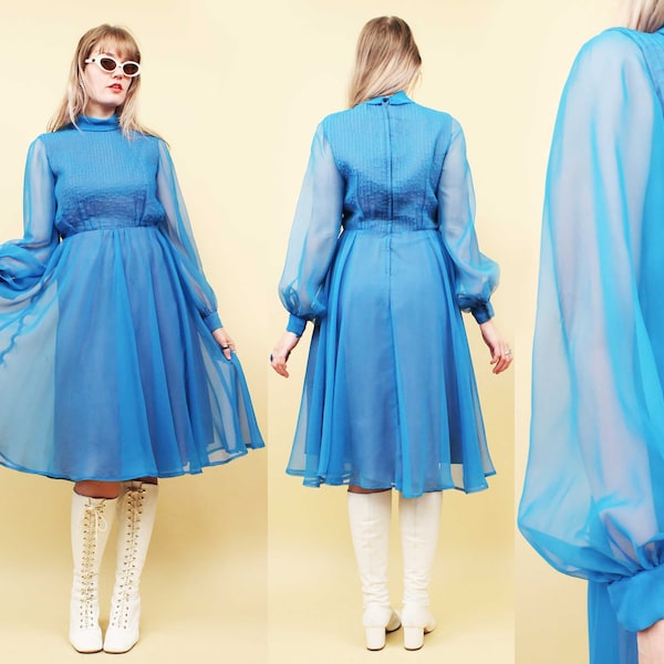 Cobalt Blue Sheer Dress with Slip Dress