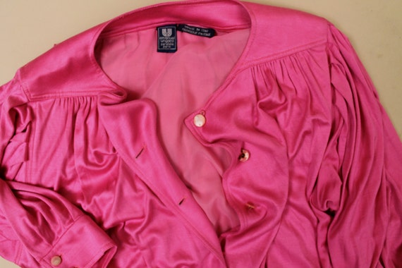 70s 80s Vtg Emanuel UNGARO Hot Pink Silk Jersey K… - image 3