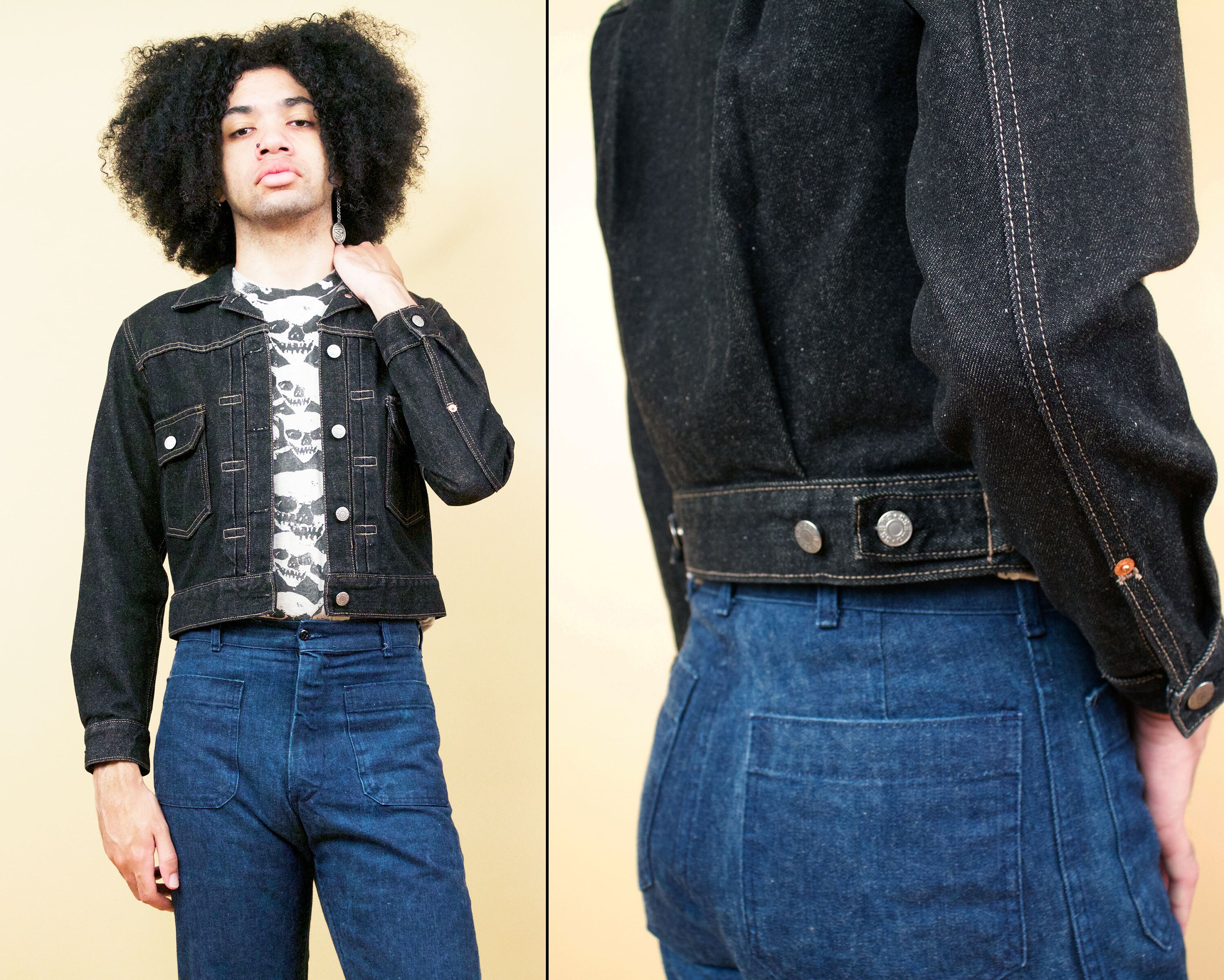 80s 90s Vtg GUESS Dark Raw Denim Black 