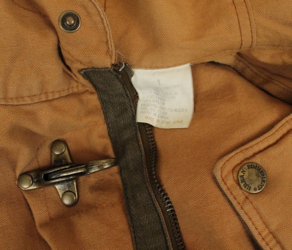 80s 90s Vtg Brown Cotton Canvas Metal Clasp Oversized Chore 80s 90s Vtg Brown Cotton Canvas Metal Clasp Oversized Chore