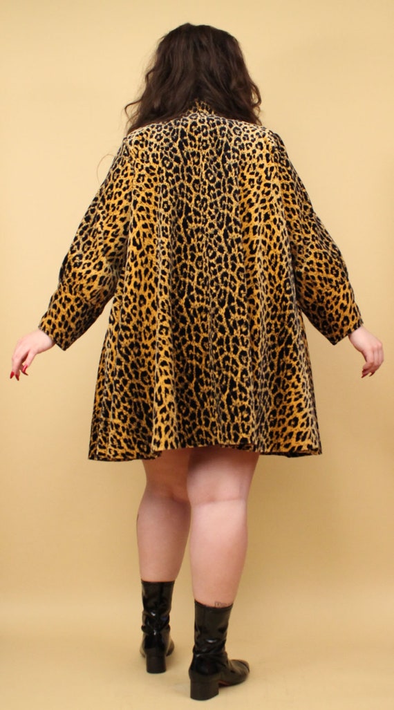 80s does 50s Vtg Leopard Print Swing Tented Coat … - image 9