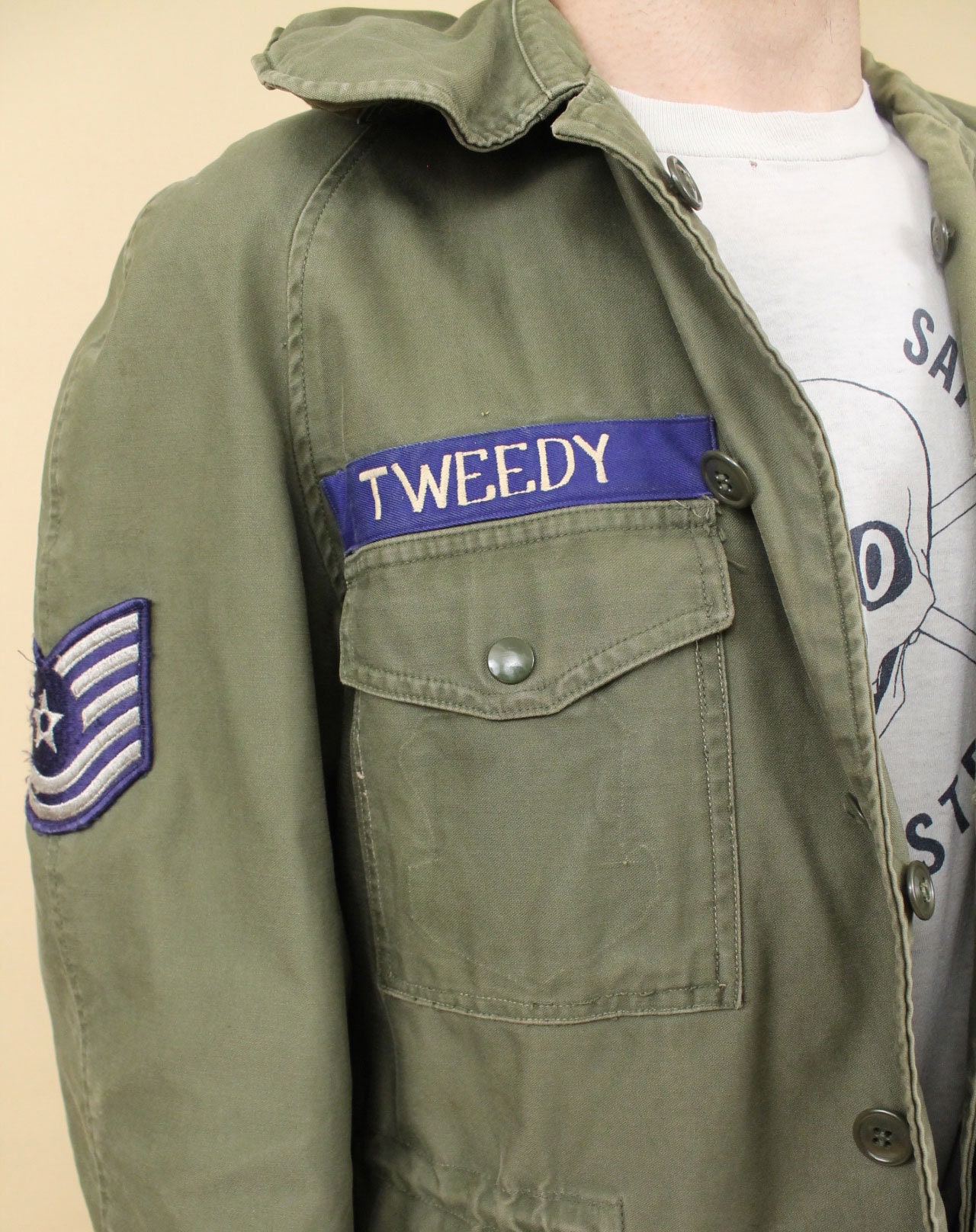 60s 70s Vtg Green US Army Issue Cotton Air Force Flight