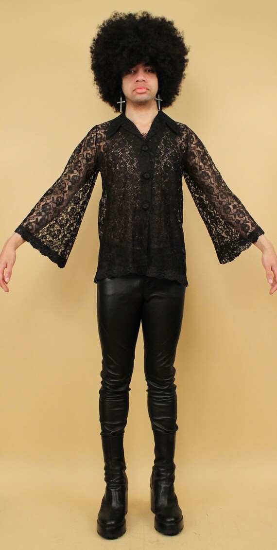 60s Vtg Cattani of California Black Lace Sheer Be… - image 3