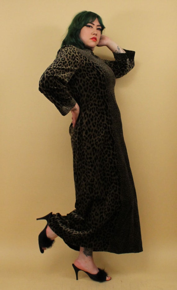 80s Vtg Neiman Marcus Cotton Velvet Robe Loungewe… - image 5