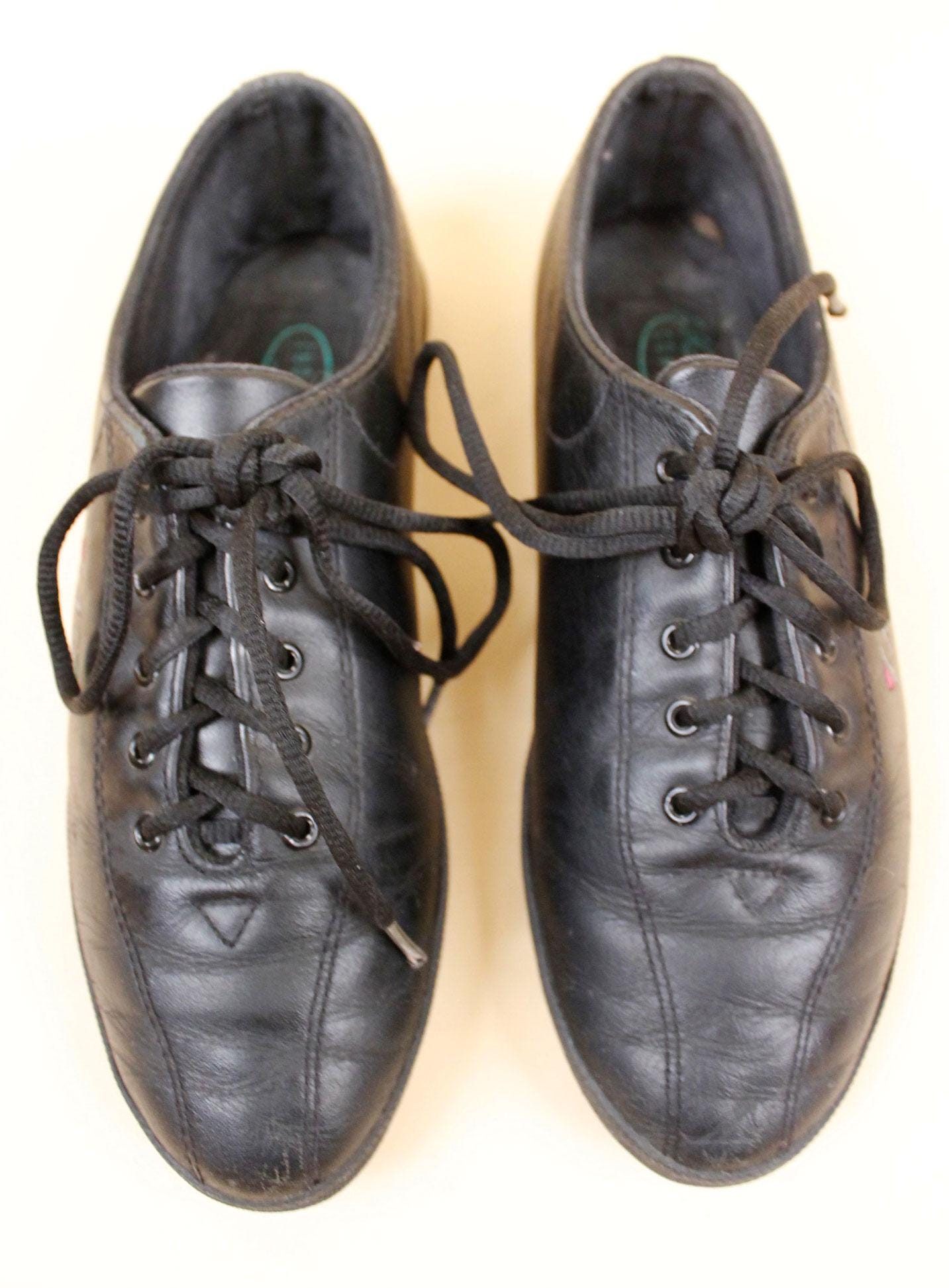 90s 1994 Dated Vtg LA Gear Black Leather Sneakers Lace up Flats