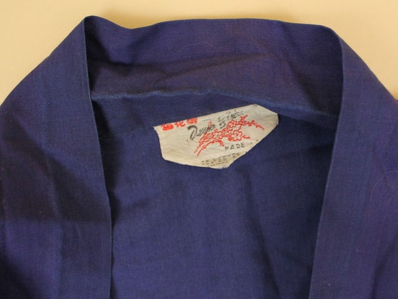 40s 50s Vtg Blue Cotton Chinese Embroidered Robe … - image 3