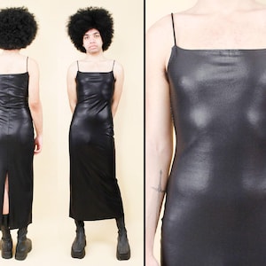 slim fit dress slacks Hit Different Faux Leather Mini Dress Black