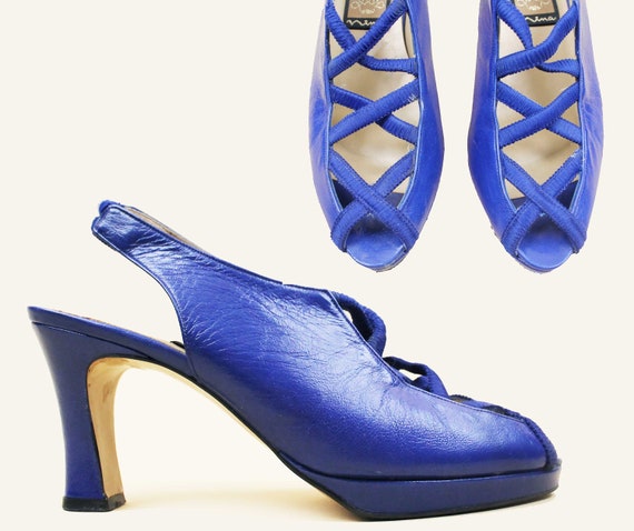Womens Blue schuh Scarlett Flared Block High Heels | schuh