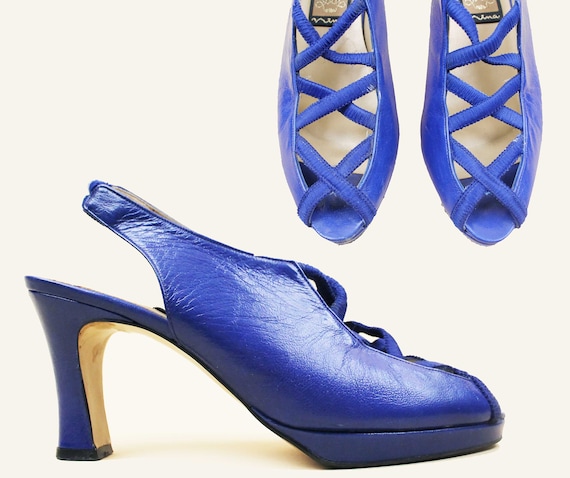Cobalt blue peep toe heels 2025