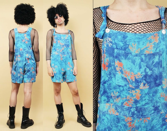 90s Vtg Batik Blue Sky Cloud Tie Dye Overalls Bib Shorts Jumpsuit Women s Tag Large Men s Small Etsy Canada
