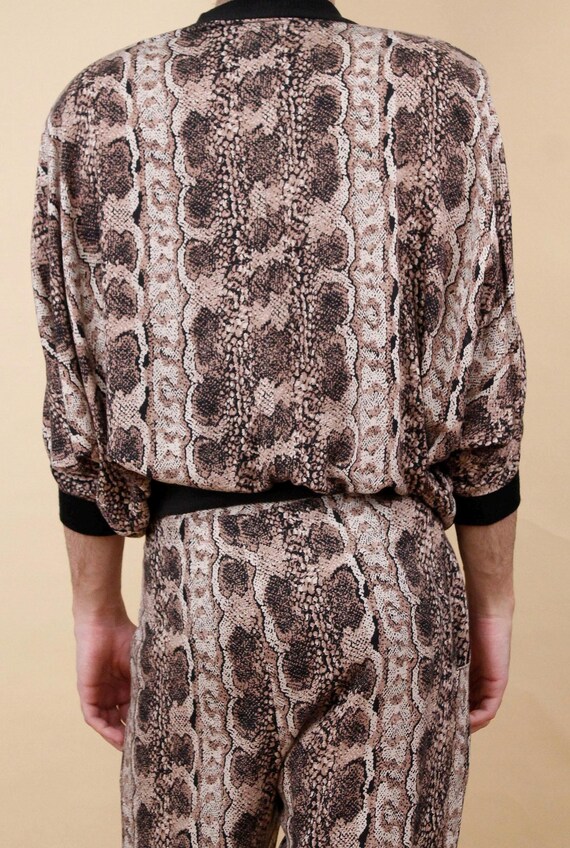 80s Vtg Snake Print Python Rayon 2pc Matching Set… - image 11
