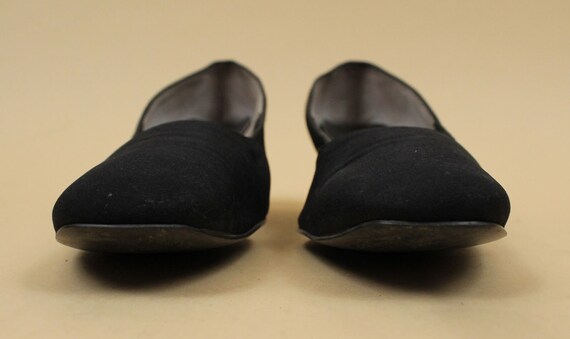 60s Vtg Black Textile & Leather Upper Clear Lucite High Heel Pumps Slip On Mod Women's US 8 EU 38.5 View 3