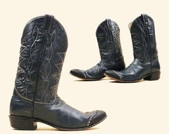 Vintage Tony Lama #6434 Gray Leather Pull on Cowboy Western  display picture 2