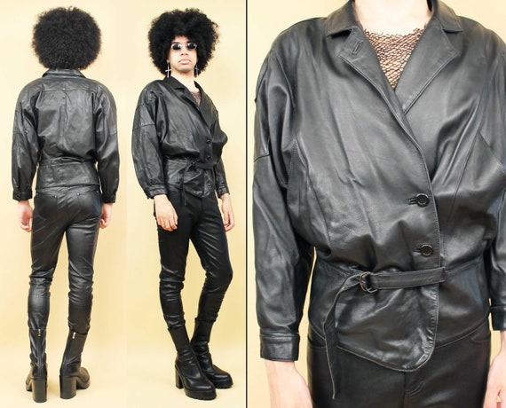 80s Vtg Black Leather Cropped Motorcycle Biker Jacket Classic Zip up  Collared Punk Metal Goth Women's Tag Medium 