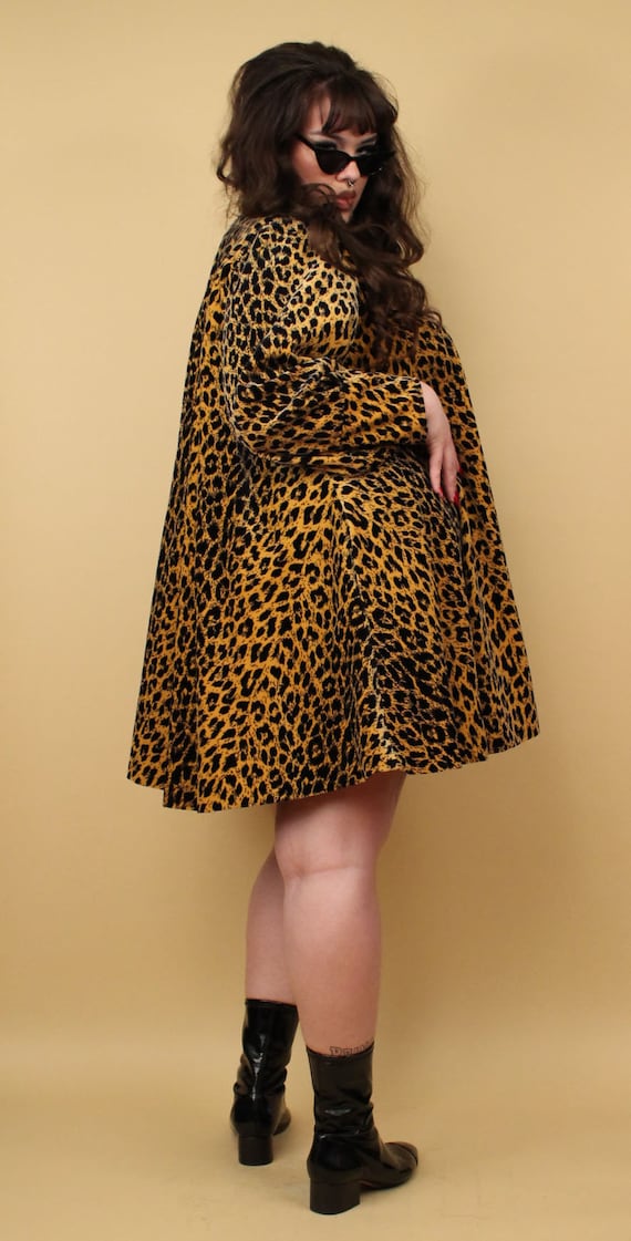 80s does 50s Vtg Leopard Print Swing Tented Coat … - image 10